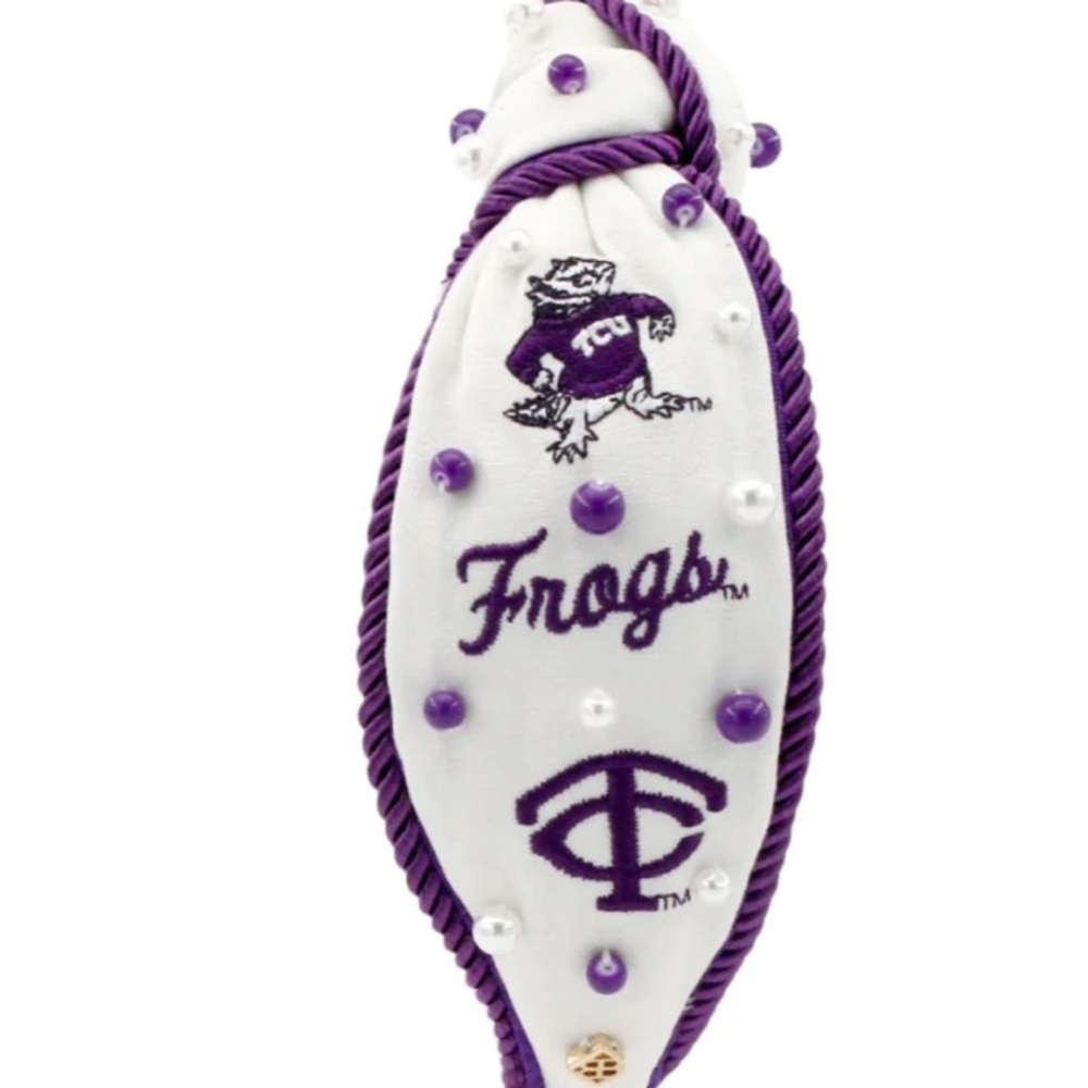 TCU Frogs Embroidered Headband - Purple & White